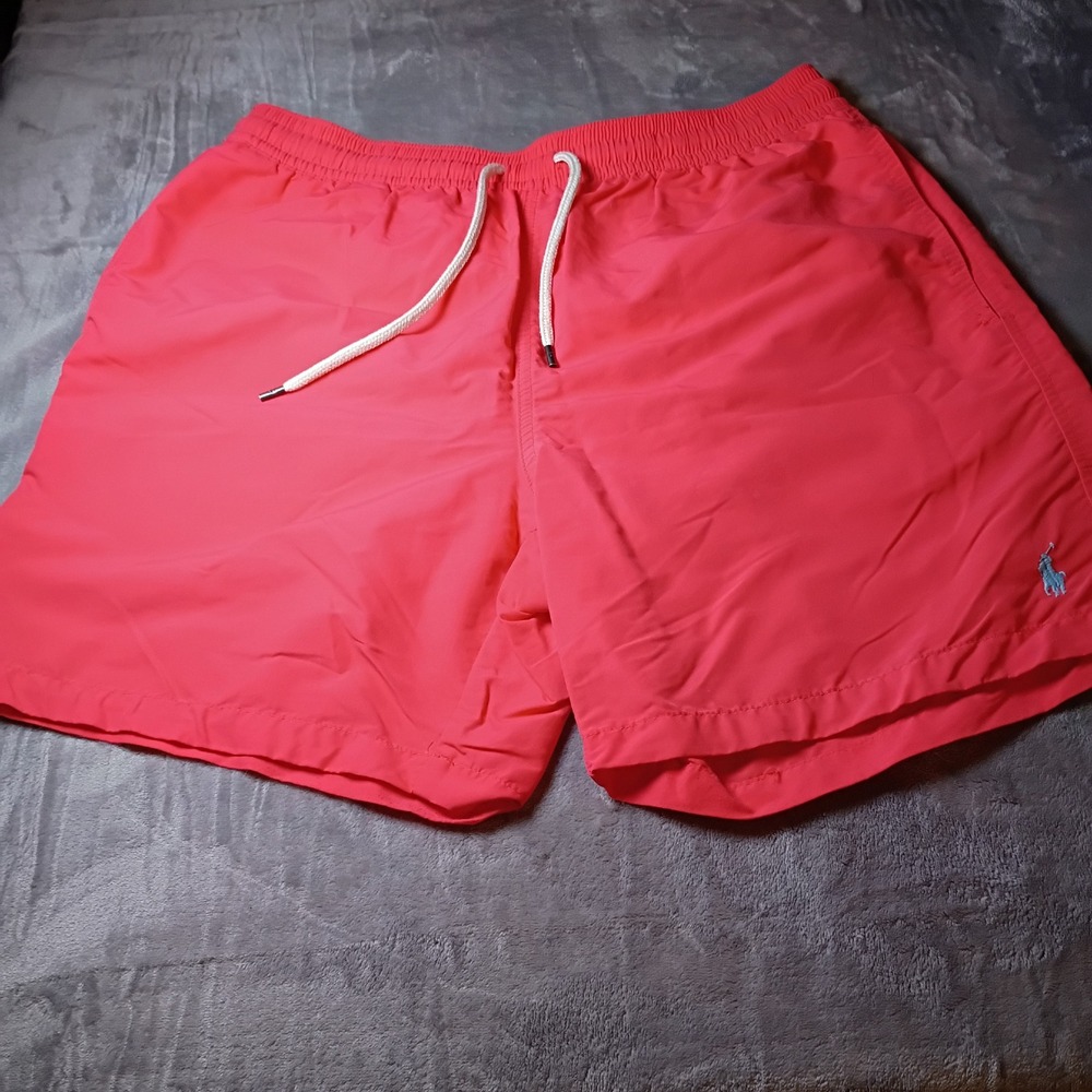Polo Ralph Lauren Mens Coral Pink Swim Trunks Shorts Size M Classic Pony Logo